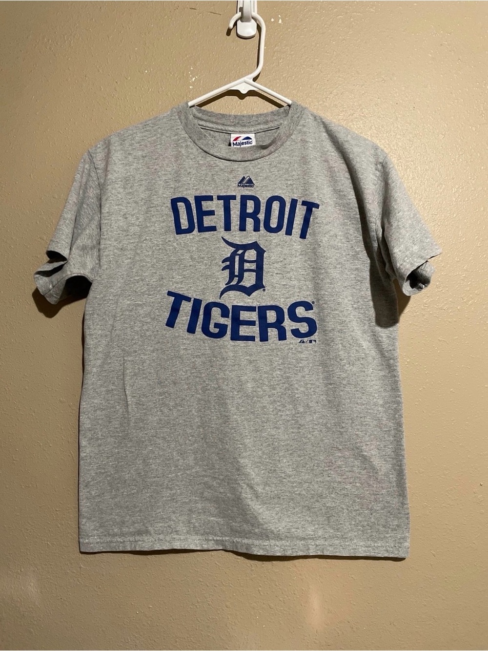 Majestic Detroit Tigers Write Out Logo Graphic Gray T-Shirt Adult M
